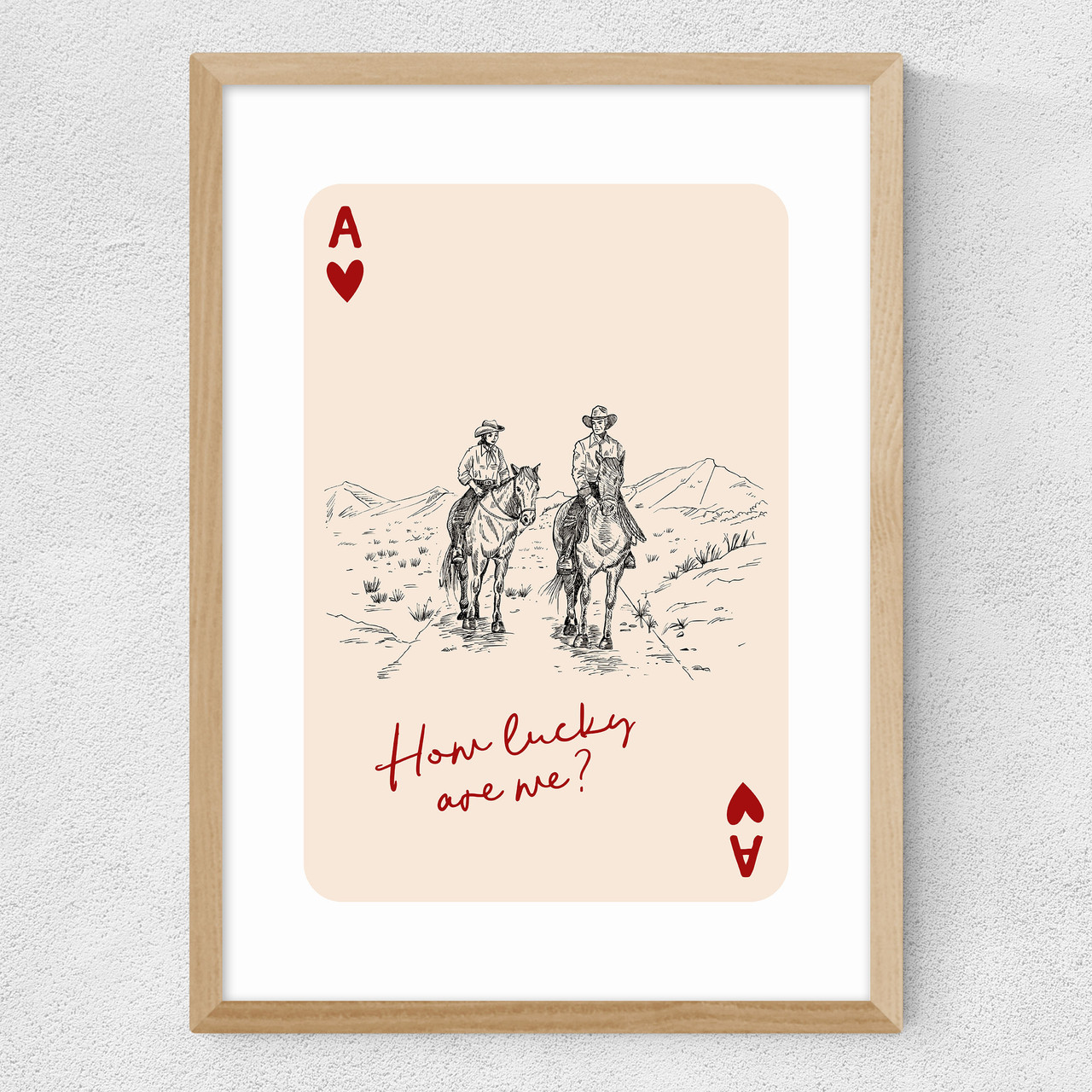 how lucky we are art print by luxe poster co in oak frame