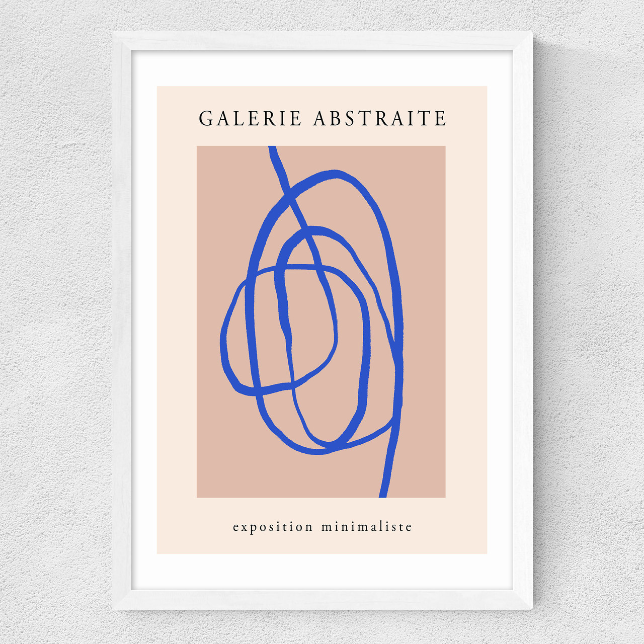 blue scribble art print by luxe poster co in white frame