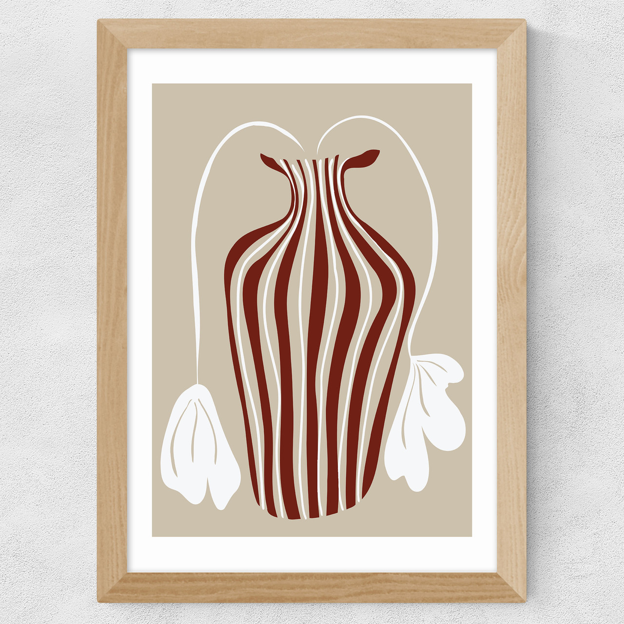 dropping leaf plant art print by miho art studio in oak frame