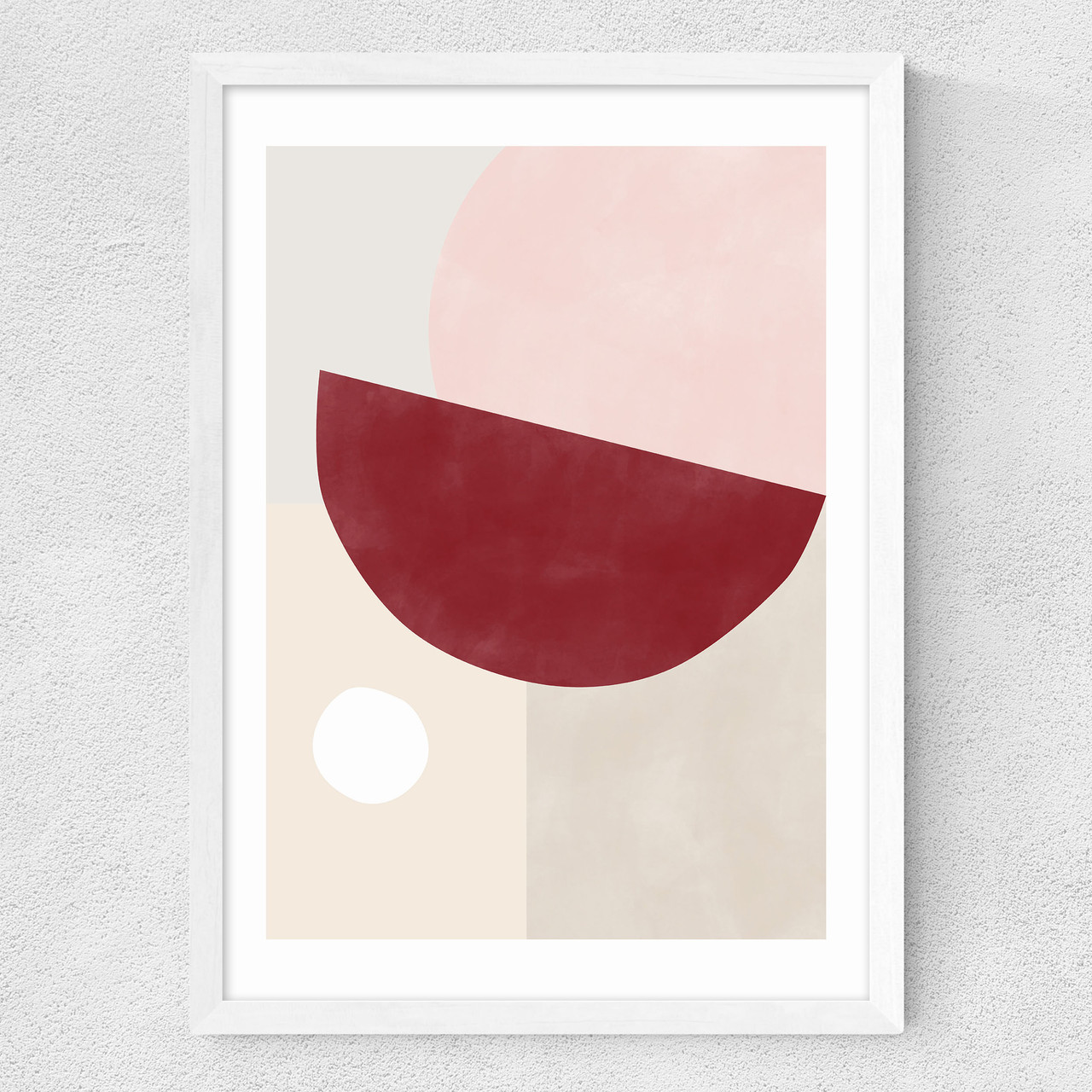 pink and red graphic poster II art print by the print republic in white frame