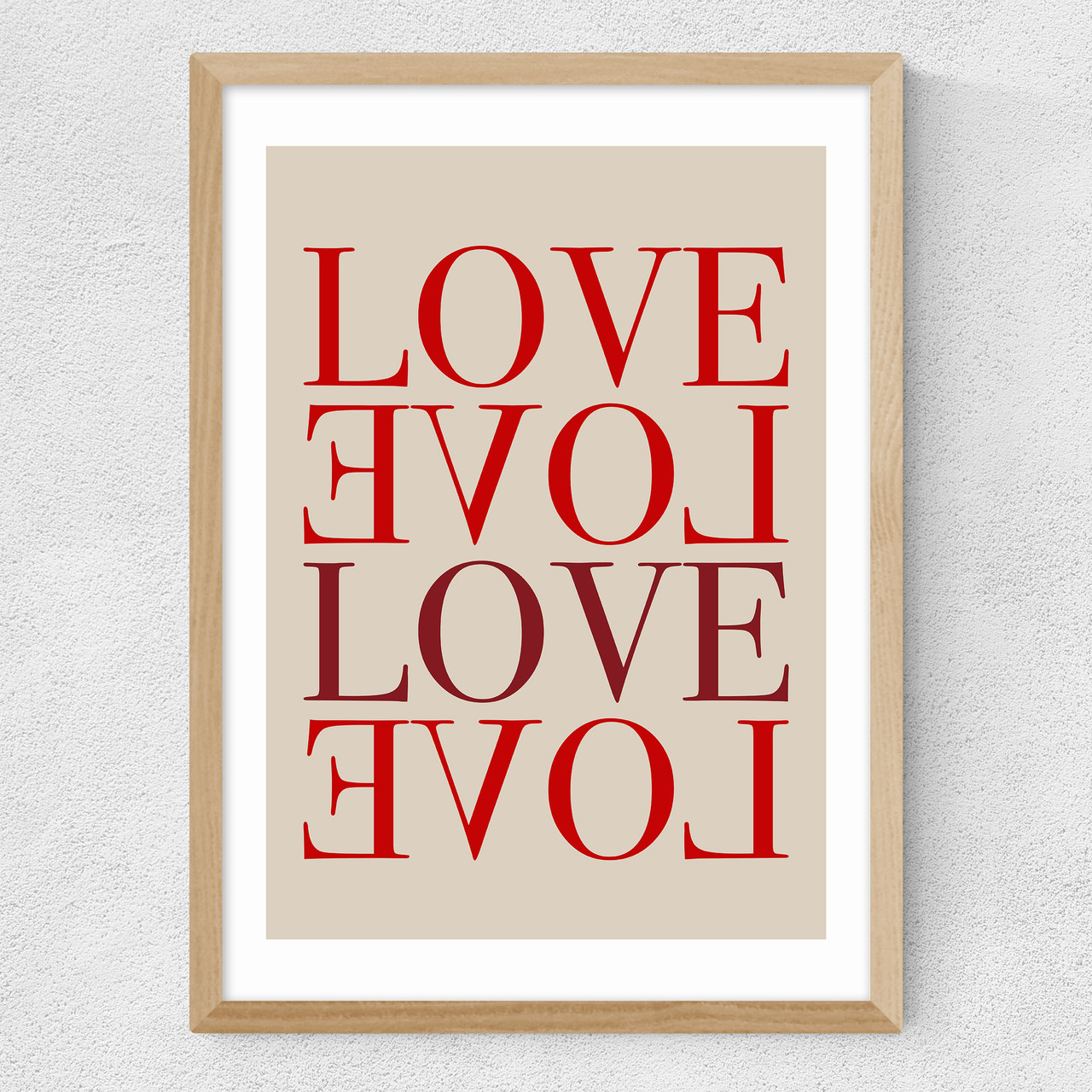 love typographic art print by the print republic in oak frame