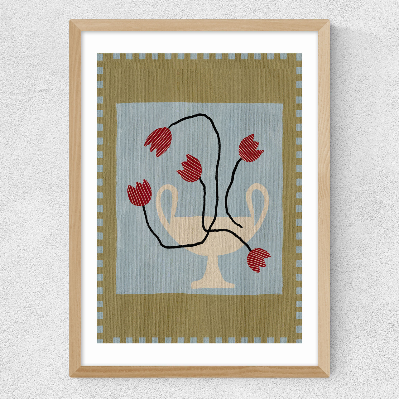 out of vase blooms VI art print by shatha dafai in oak frame