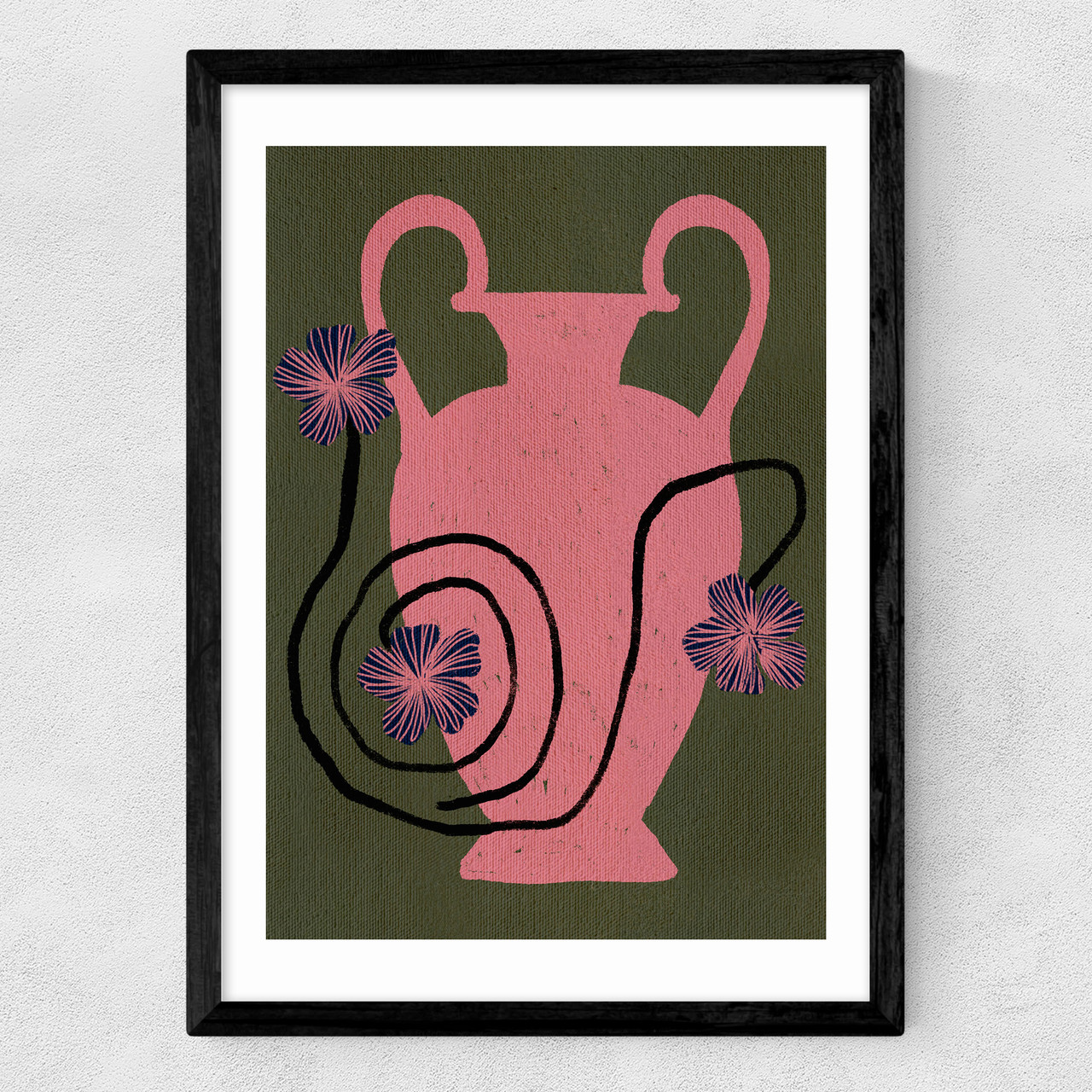 out of vase blooms I art print by shatha dafai in black frame