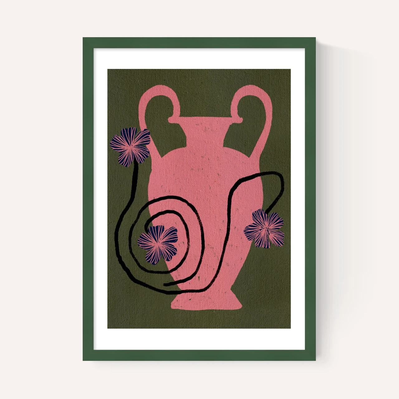 out of vase blooms I art print by shatha dafai in green frame