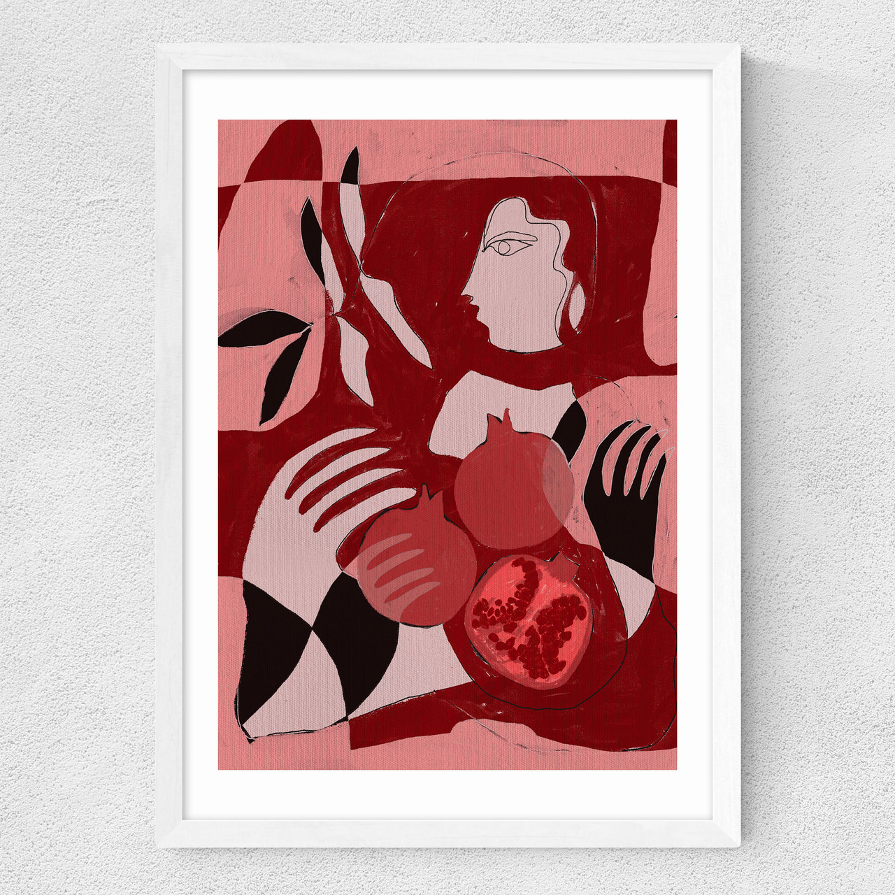 pomegranate of the soul II art print by shatha dafai in white frame