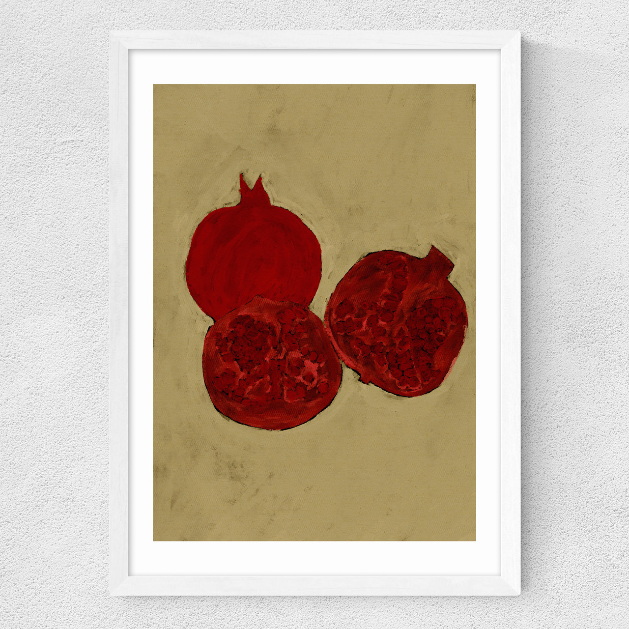 winter fruit art print by shatha dafai in white frame