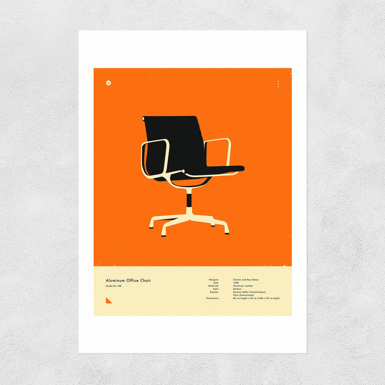 Orange 108 Office Chair Unframed Print