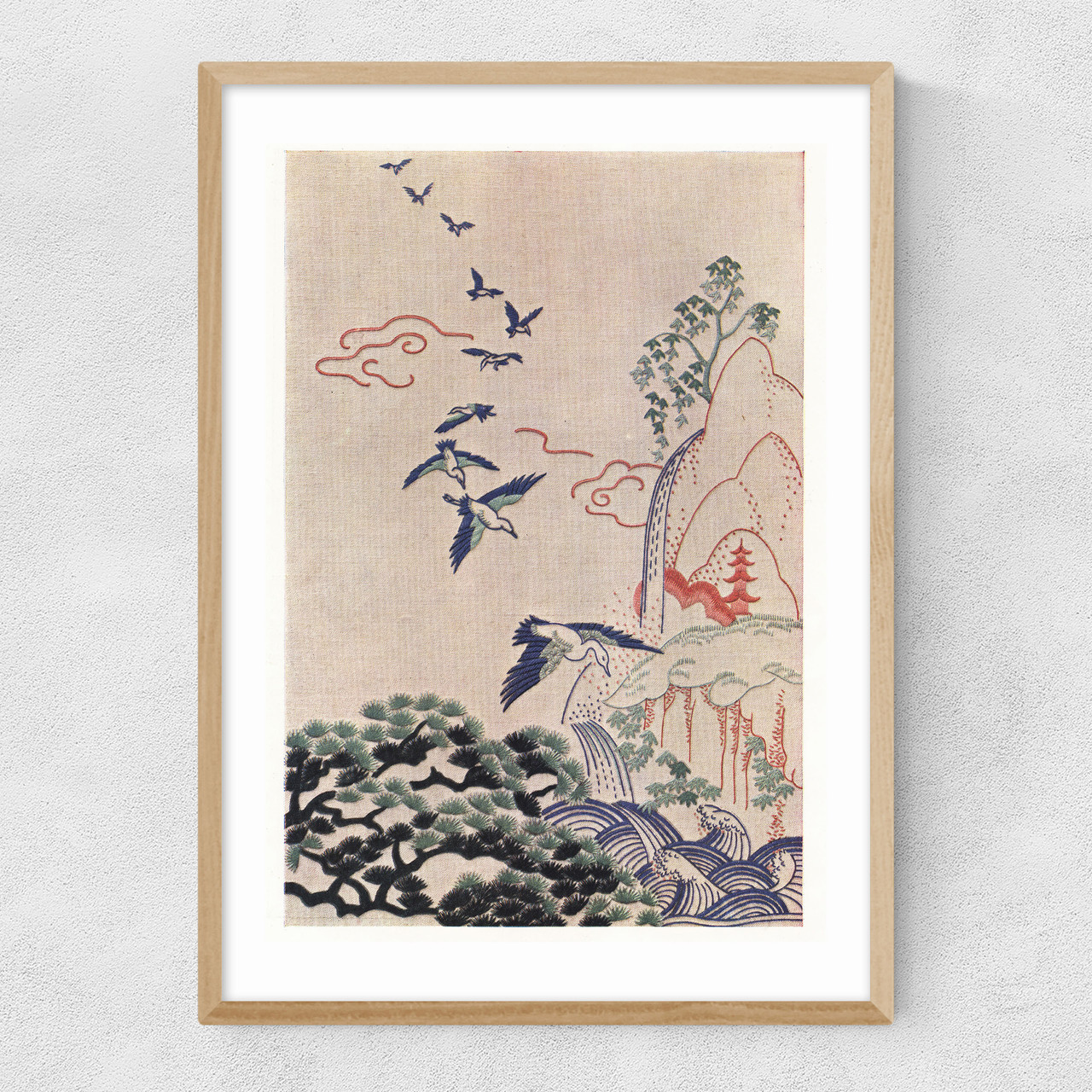 Japanese Stitch Craft Landscape - Art Print by Vintage by
