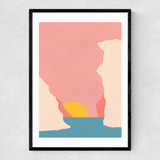 Sunset in Crete Narrow Black Frame