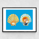 Scallops on Blue Narrow Black Frame