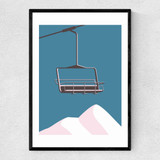Chair Lift & Mountains Narrow Black Frame