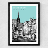 Edinburgh Cityscape Medium Black Frame