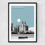 Liverpool Cityscape by Becks Norf Design Narrow Black Frame