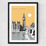 London Cityscape by Becks Norf Design Medium Black Frame