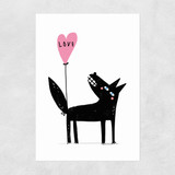 Wolf Balloon Love Unframed Print