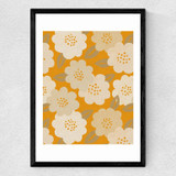 Beige Flower Pattern Medium Black Frame