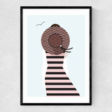 Girl In A Straw Hat Narrow Black Frame