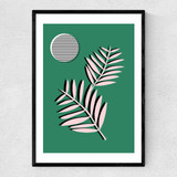 Palm Leaves In Moonlight Narrow Black Frame
