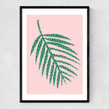 Polka Dot Leaf In Pink Narrow Black Frame