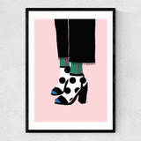 Polka Dot Socks In Heels by Linda Gobeta Narrow Black Frame