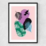 Tropical Bird In Pink Narrow Black Frame