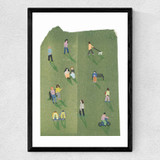 Minimal Collage Green Park With People Medium Black Frame