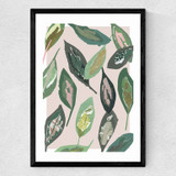 Muted Collage Foliage Leaves Medium Black Frame