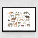 New safari animals Medium Black Frame