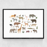 New safari animals Narrow Black Frame