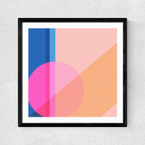 Shapes in Pink and Blue  Medium Black Frame