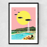 Invasion on Vacation (UFO in Hawaii) Narrow Black Frame