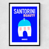 Santorini Beauty Greece Narrow Black Frame