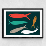 Fishes by Dan Hobday Medium Black Frame