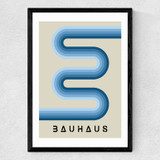 Blue Stripes Bauhaus Medium Black Frame