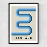 Blue Stripes Bauhaus Narrow Black Frame