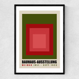Green And Red Bauhaus Narrow Black Frame