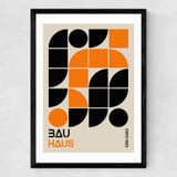 Orange And Black Geometric Medium Black Frame