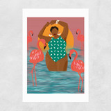 Flamingo Beach Unframed Print