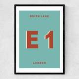 Brick Lane E1 by Luxe Poster Co Narrow Black Frame
