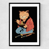 Cat Ramen Narrow Black Frame