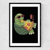 Pizza Turtle Prints Narrow Black Frame