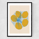 Five Lemons In A Net Bag Narrow Black Frame