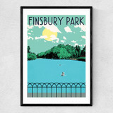 Finsbury Park Lake Narrow Black Frame