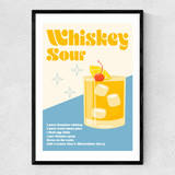 Whiskey Sour Cocktail Narrow Black Frame