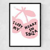I Left My Heart In Ibiza (Pink and Black) Narrow Black Frame
