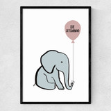 Be Strong Elephant Narrow Black Frame