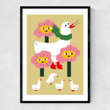 Duck Family Mother Narrow Black Frame