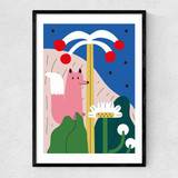 Jungle Floral Fox Narrow Black Frame