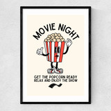 Movie Night Popcorn Narrow Black Frame