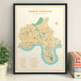 Tower Hamlets London Borough Map Unframed Print